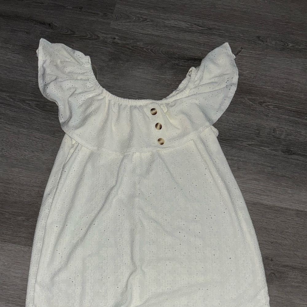 Discreet Cream Eyelet Dress